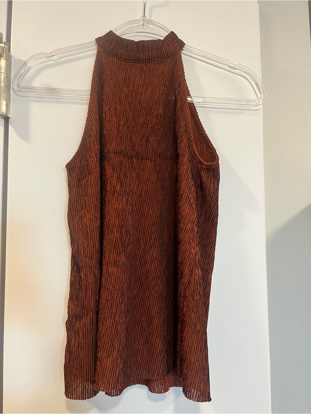 Mango Ribbed High-Neck Tank in Rust